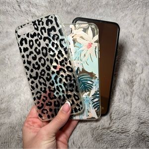 Set of Three iPhone 7 Plus Cases (Cheetah Clear Print, Mirror, and Floral Clear)